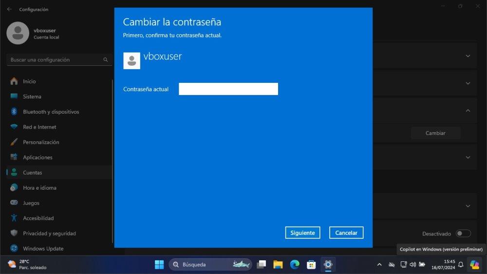 cambiar contraseña windows 11