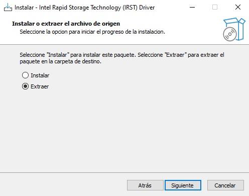 extraer driver irst