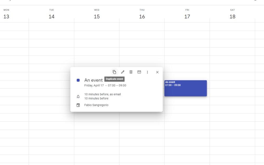 Quick Duplicate google calendar