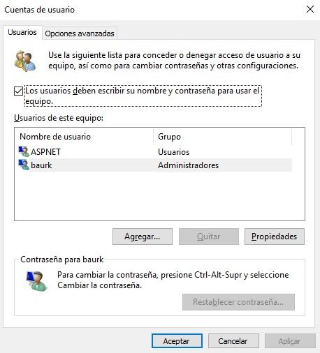 ajuste usurio quitar password windows 11