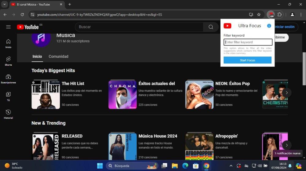 añadir palabra clave youtube ultra focus mode