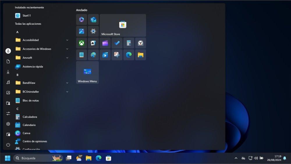 antiguo menu inicio windows 11