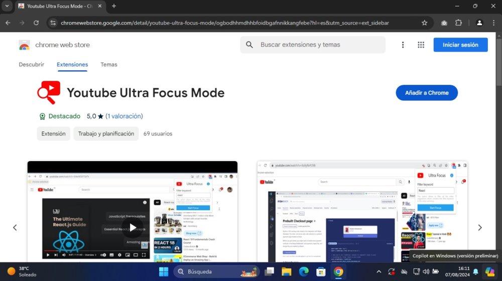 extension youtube ultra focus mode