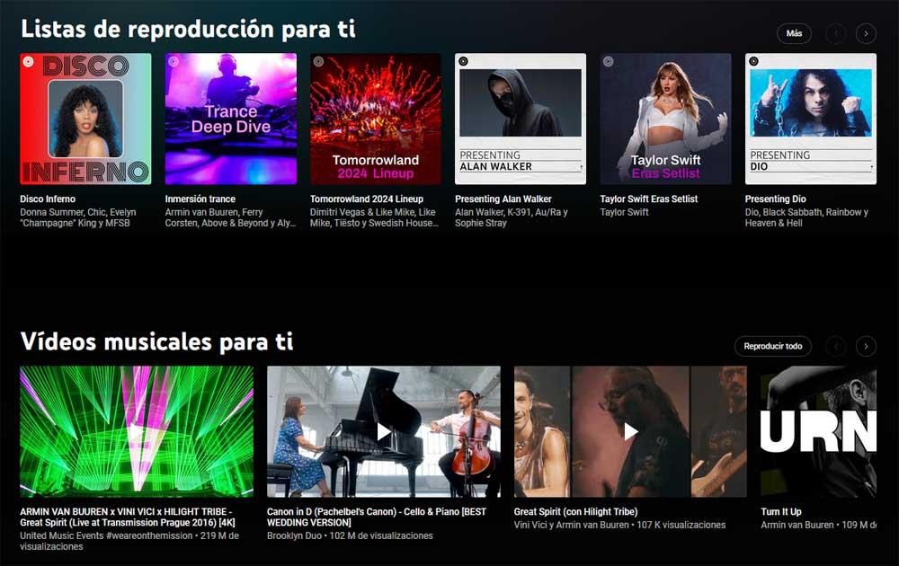 listas youtube music