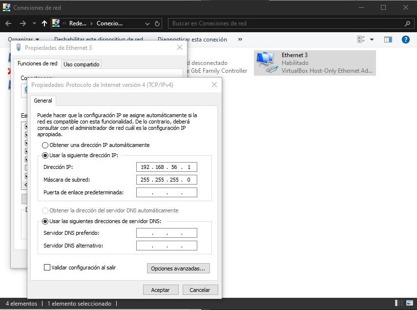 modificar dns windows