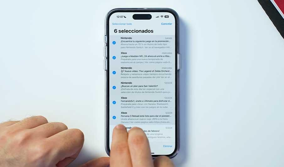 seleccionar varios items iphone