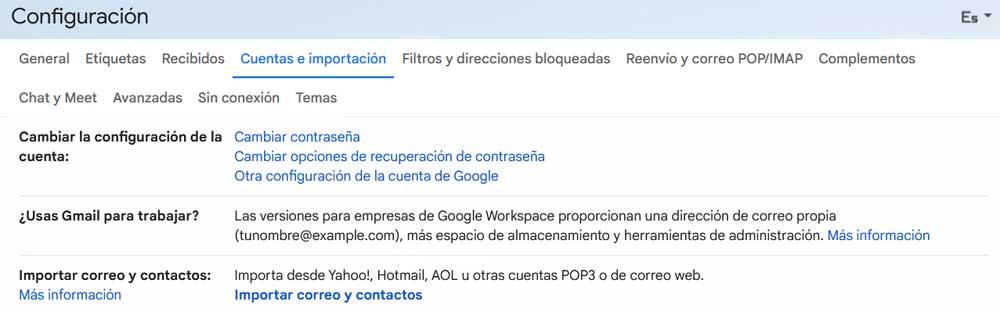 configuracion gmail