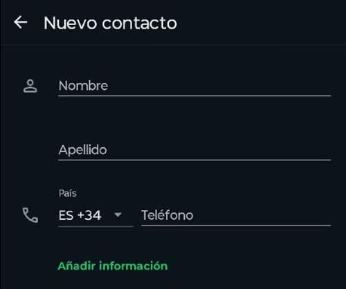 nuevo contacto whatsapp
