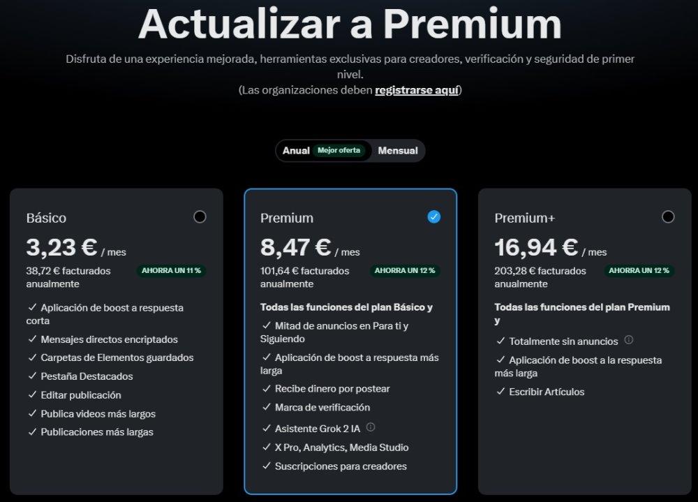 precios twitter x premium