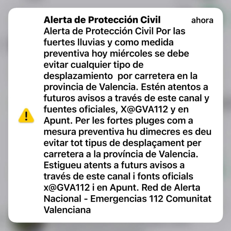 Las alertas de Protección Civil suenan en el móvil sí o sí, vienen activadas por defecto y no se pueden desactivar