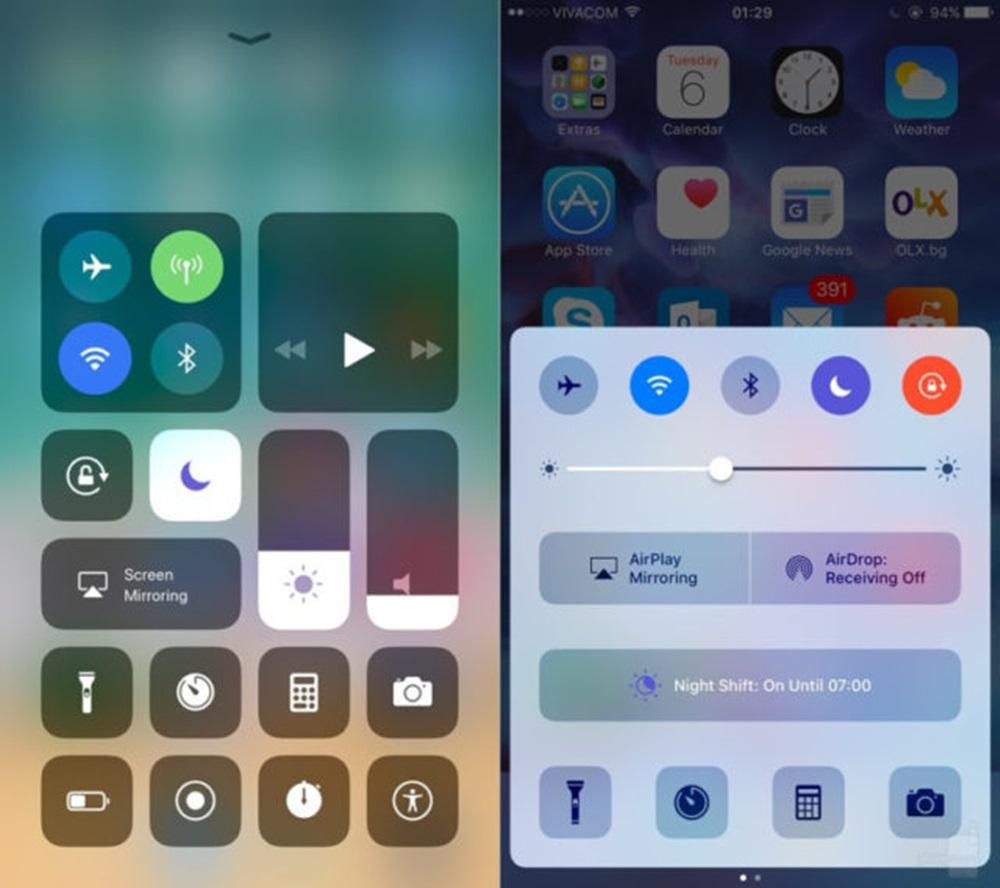 Centro de control iOS 11 y iOS 10