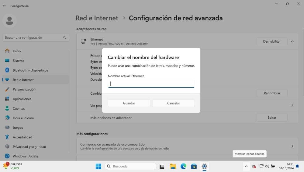 cambiar nombre adaptador red windows 11