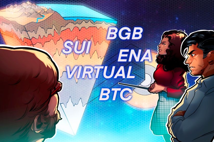 SUI, BGB, ENA y VIRTUAL muestran fortaleza mientras Bitcoin busca dirección