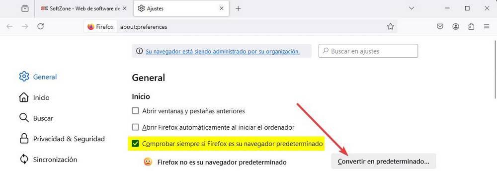 Firefox - Hacer navegador predeterminado