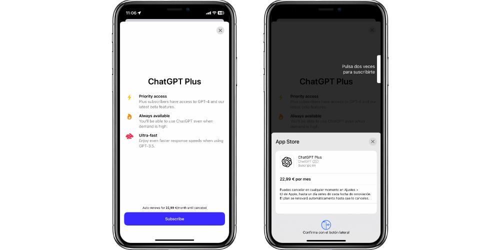 chatgpt plus suscripcion iphone