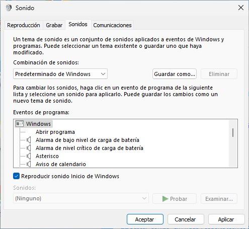 desactivar sonidos windows