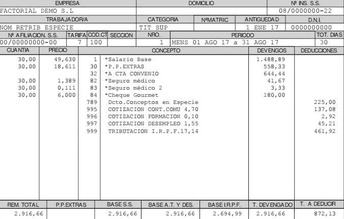 nomina trabajo