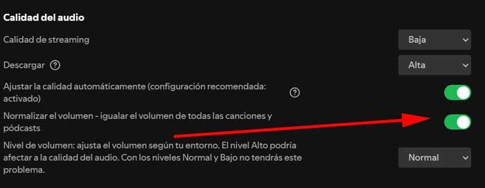 normalización volumen Spotify