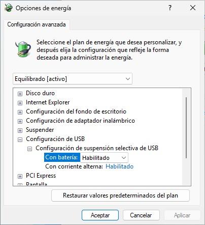 plan energia usb windows 11