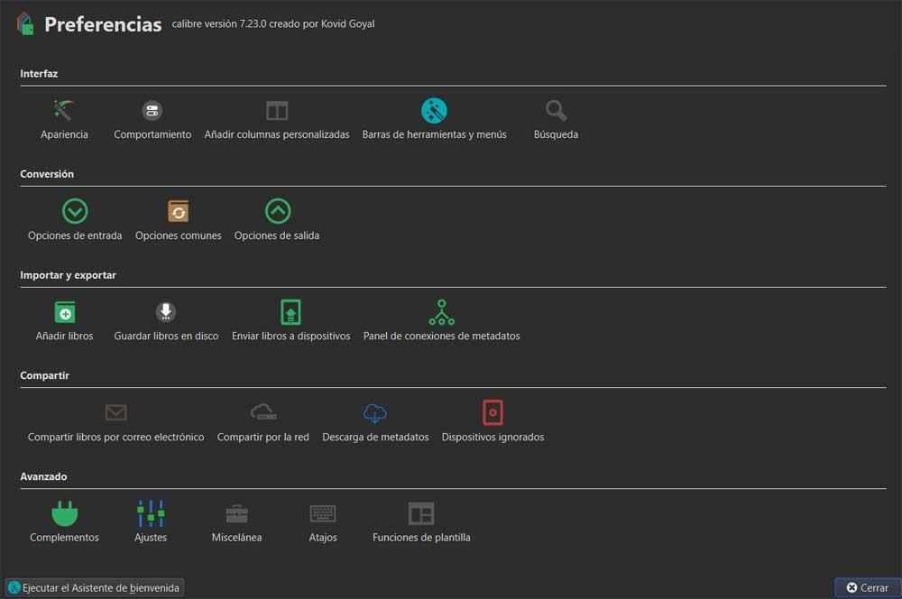 preferencias calibre