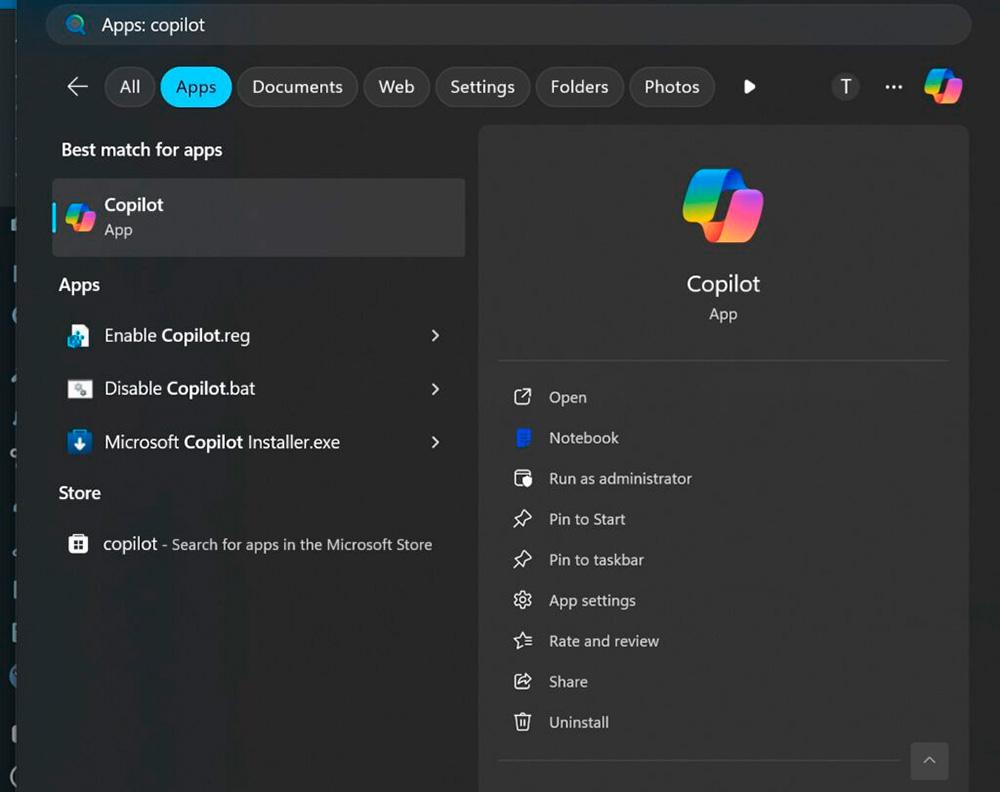 Desinstalar Microsoft Copilot