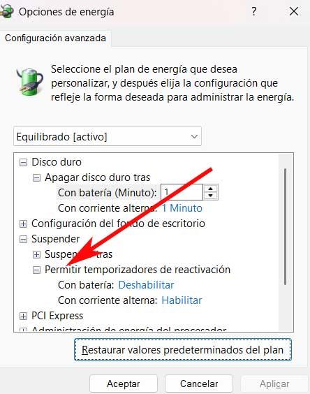 temporizadores de reactivación