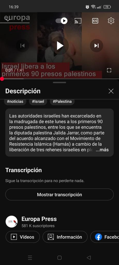 Mostrar transcripción movil