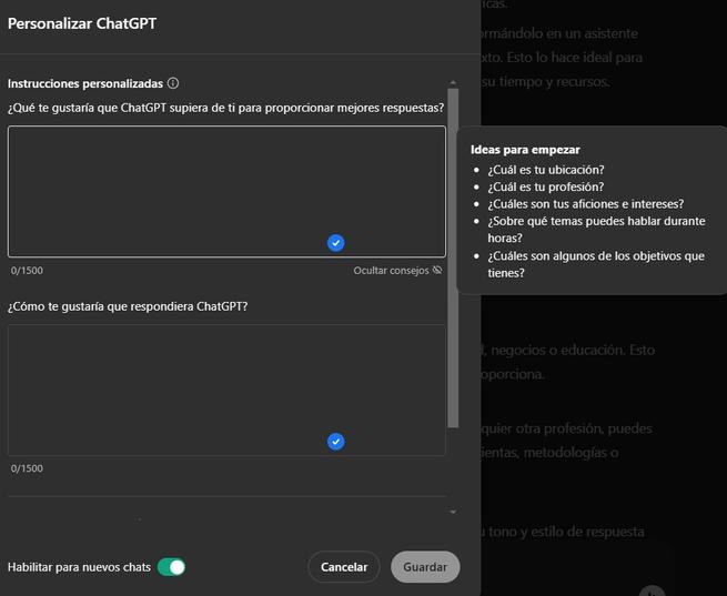 personalización chatgpt