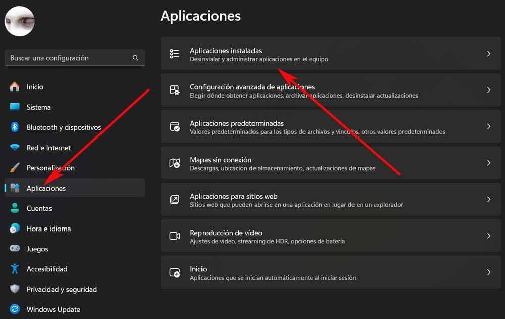 configuración aplicaciones