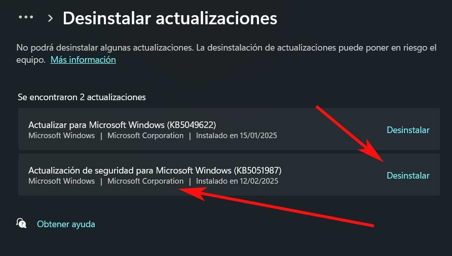 quitar actualizaciones Windows