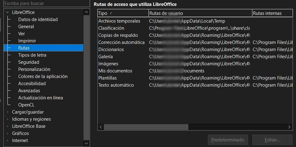 rutas libreoffice