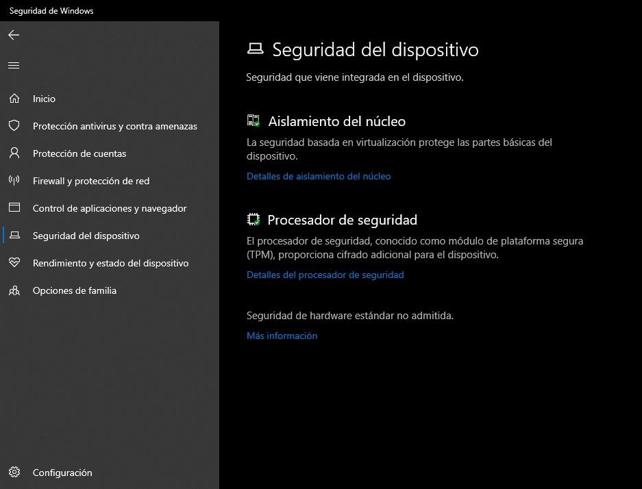 ver tpm activo centro seguridad windows