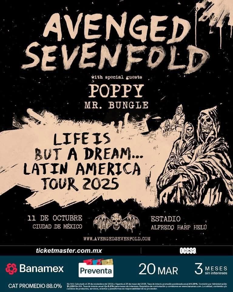 Avenged Sevenfold regresa a México con Poppy y Mr. Bungle de invitados