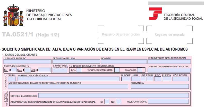 formulario autónomos