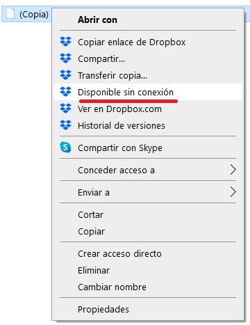 opciones dropbox