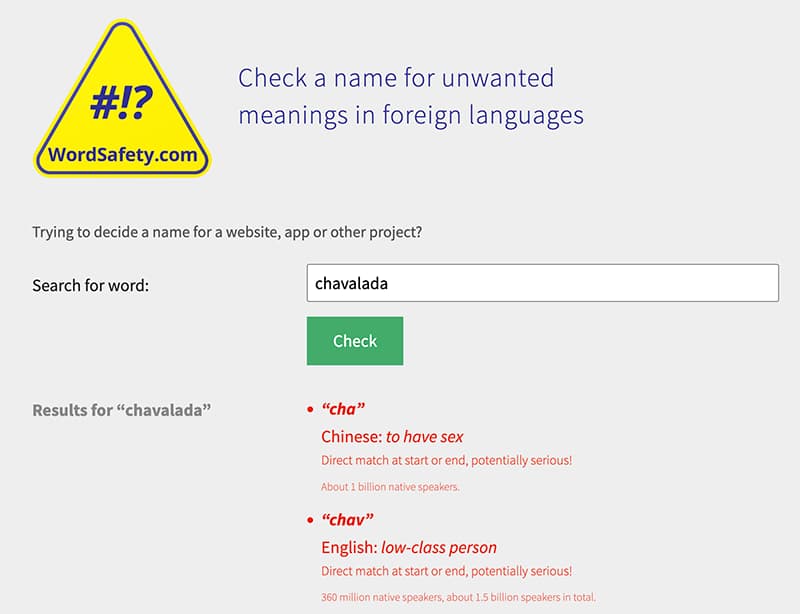 Un comprobador de nombres para evitar palabrotas que «suenan mal» en 19 idiomas