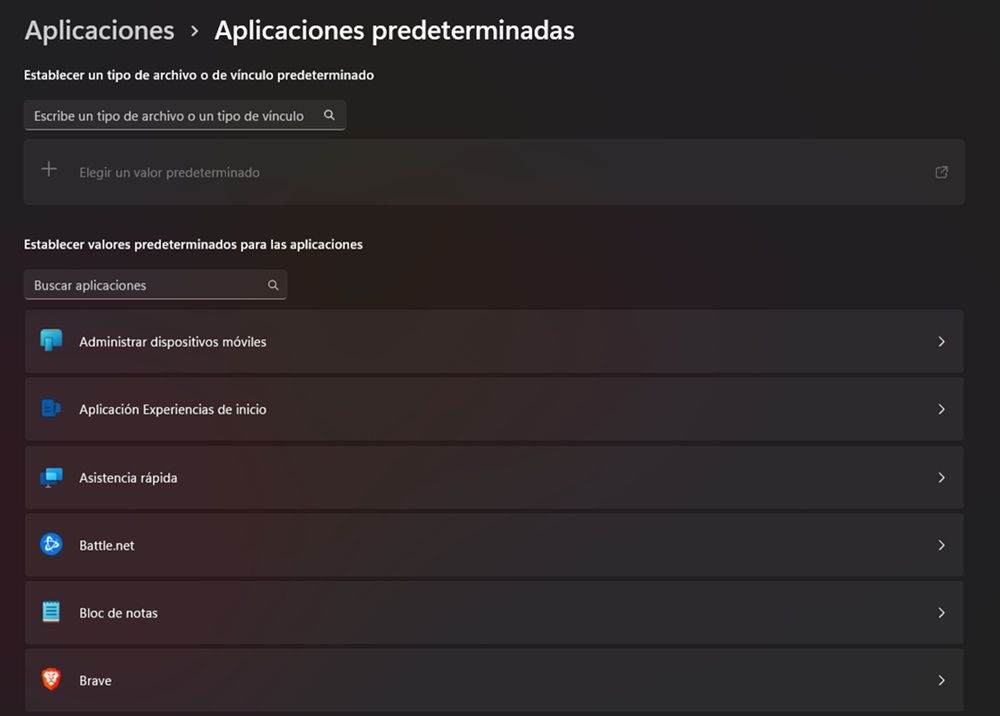 Panel de configuración