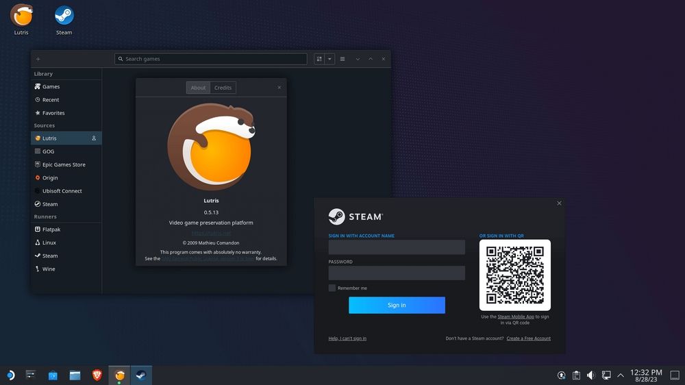 Escritorio de la distribución Bazzite Linux mostrando la interfaz de Steam en modo Big Picture, lista para lanzar un juego.