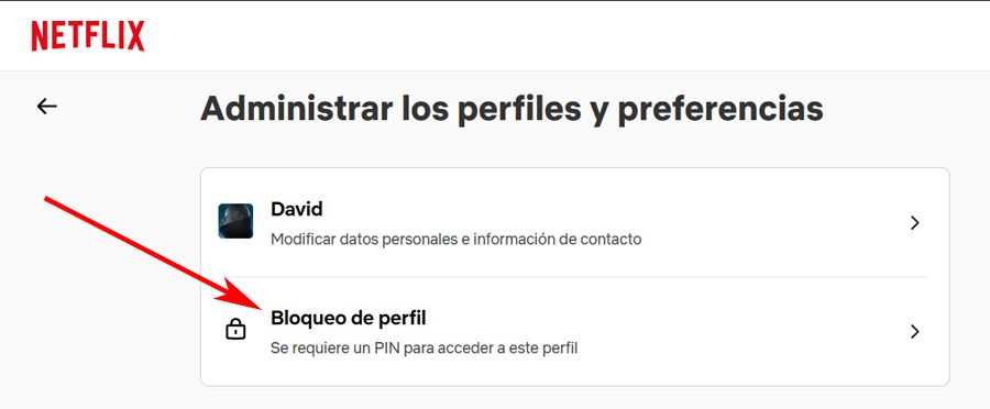 Bloqueo del perfil personal de Netflix