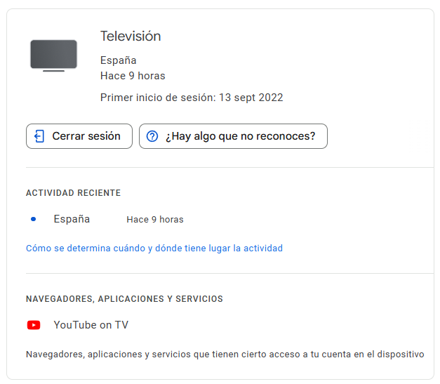 Cerrar sesión en dispositivo
