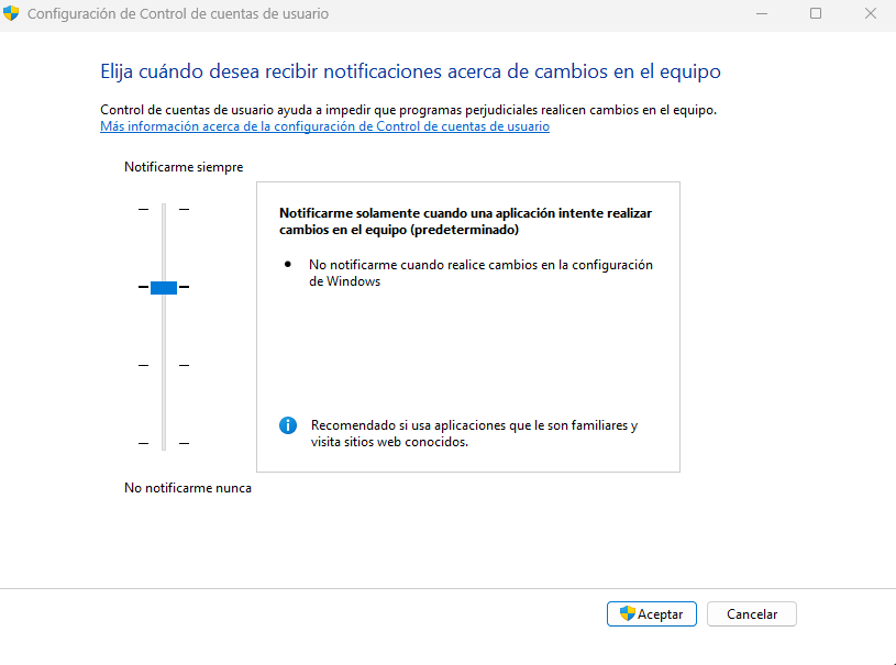 Control de cuentas de usuario