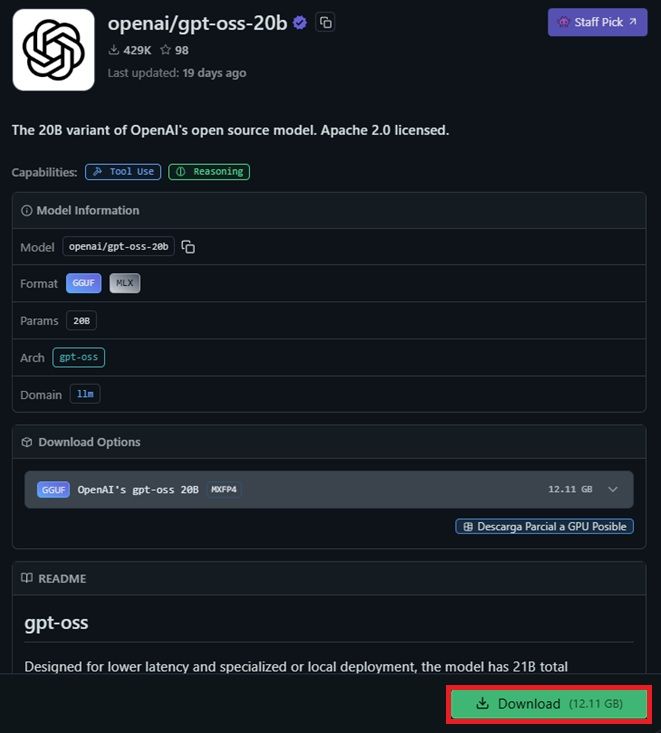Descargar un modelo de LM Studio