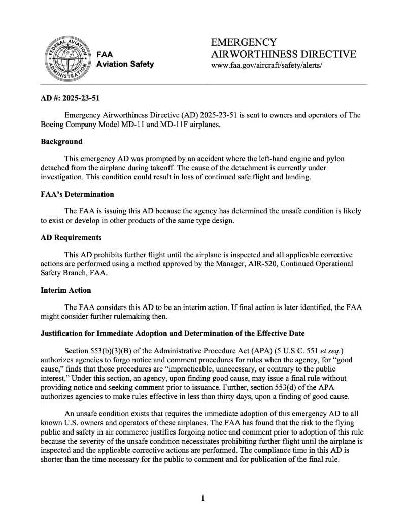 Los Estados Unidos dejan en tierra todos los McDonnell Douglas MD-11 a causa del accidente de UPS en Louisville