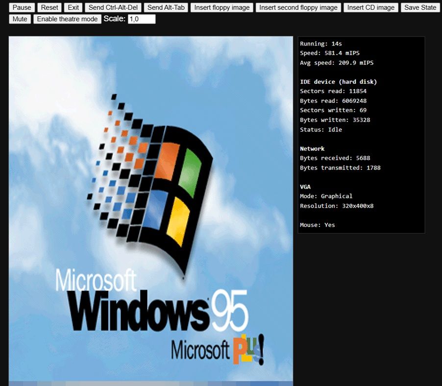 Emulador v86 para Windows 95