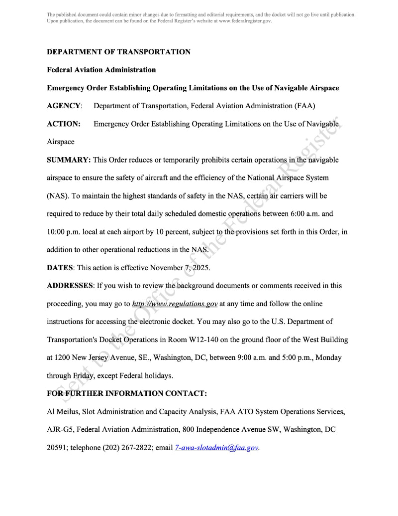 Estados Unidos reduce el número de vuelos diarios y prohibe los lanzamientos espaciales durante el día por el cierre del gobierno federal