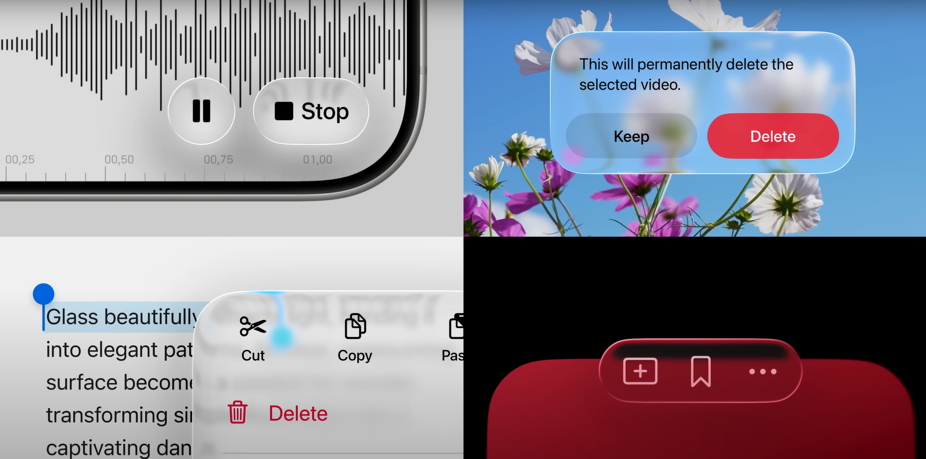 Interfaz de Liquid Glass.