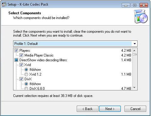 K-Lite Codec Pack selector de codecs instalables
