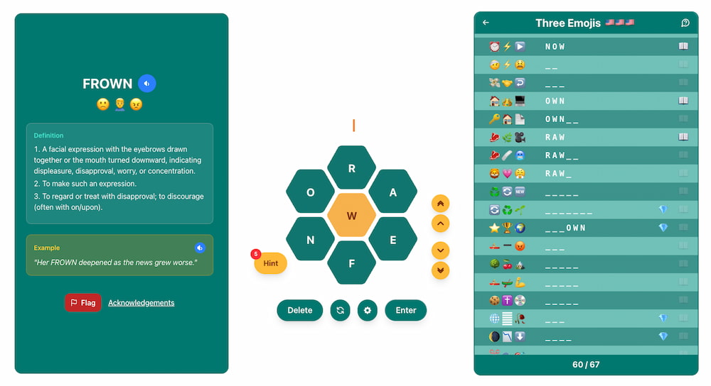 Tres emojis: un nuevo juego de palabras estilo «Spelling Bee»