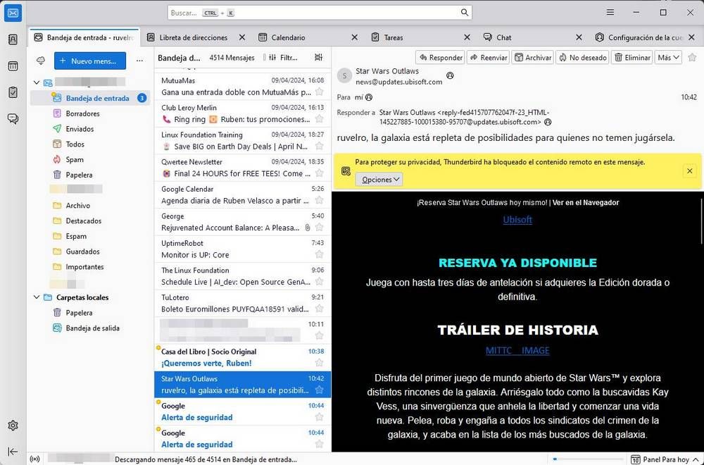 Thunderbird - Interfaz Gmail