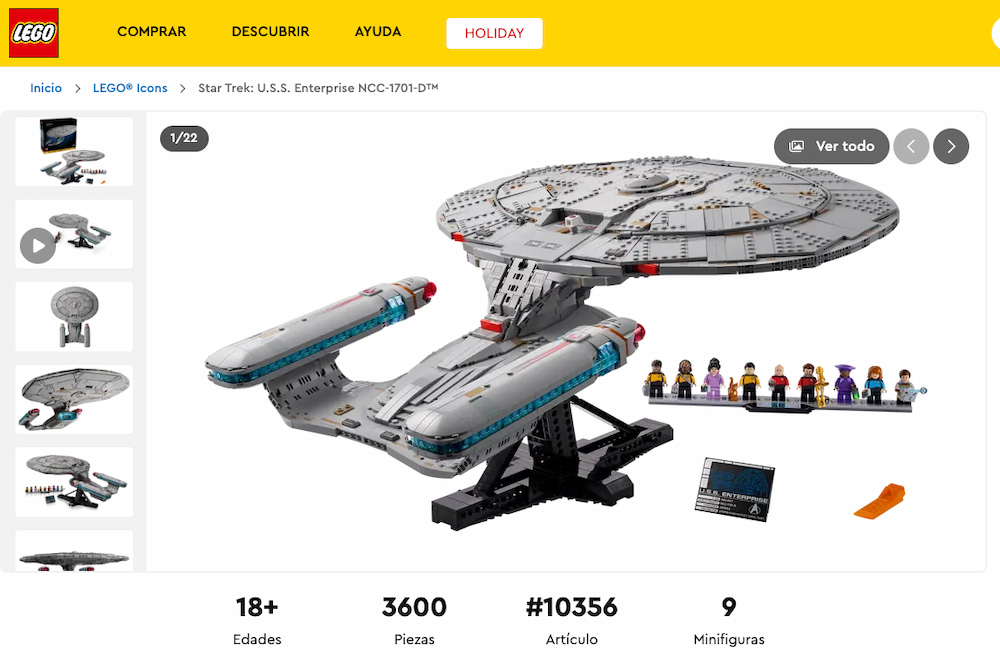 3.600 piezas de pura felicidad trekkie: el kit del USS Enterprise 1701-D con Picard, Riker, Data y compañía